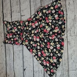 Louie Lucie Black Pink Floral Print Belted Y2K Dress S